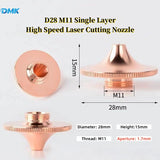 DMK D28 M11 H15 High Speed Fiber Laser Cutting Nozzle Caliber 1.0-5.0 for Precitec/WSX/HSG/Han's Laser Cutting Head
