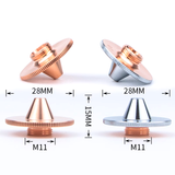 D28M11H15 Raised Hat Fiber Laser Cutting Nozzle Single Double Chrome Plating Layer Copper Nozzle for Fiber Laser Cutting Machines