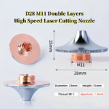D28M11H15 High-Speed Laser Cutting Nozzle T2 Copper Single & Double Chrome Laser Nozzles for WSX Precitec Cutting Machine